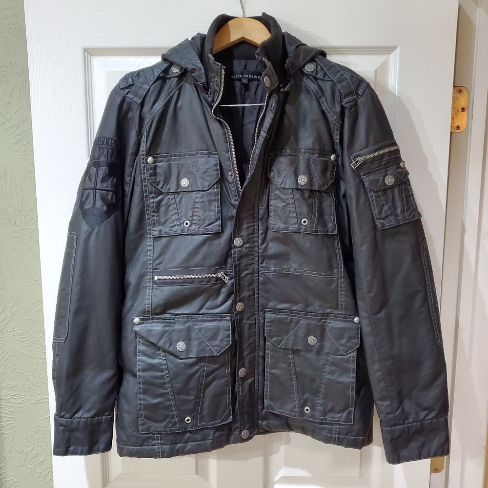 Affliction - Black Premium - Men’s Faux Leather Full Zip Biker Bomber Ja…